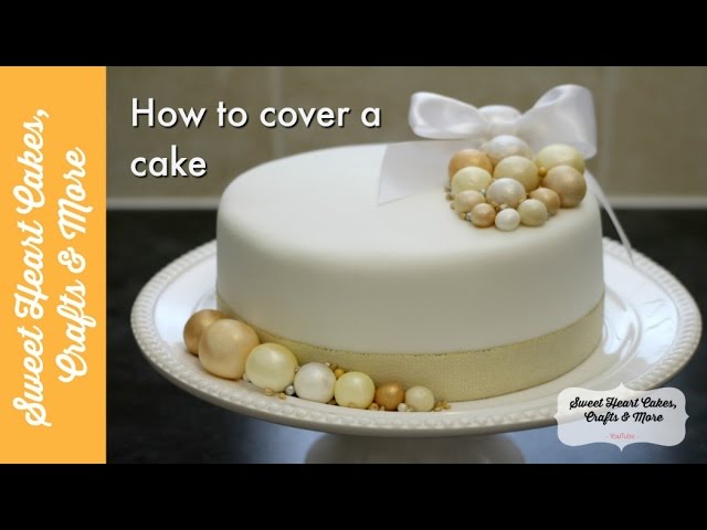 How to cover a cake with fondant & simple decoration with sugar pearls 