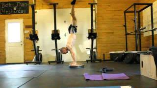 Straddle Handstand Press into L-Sit on 3' Blocks