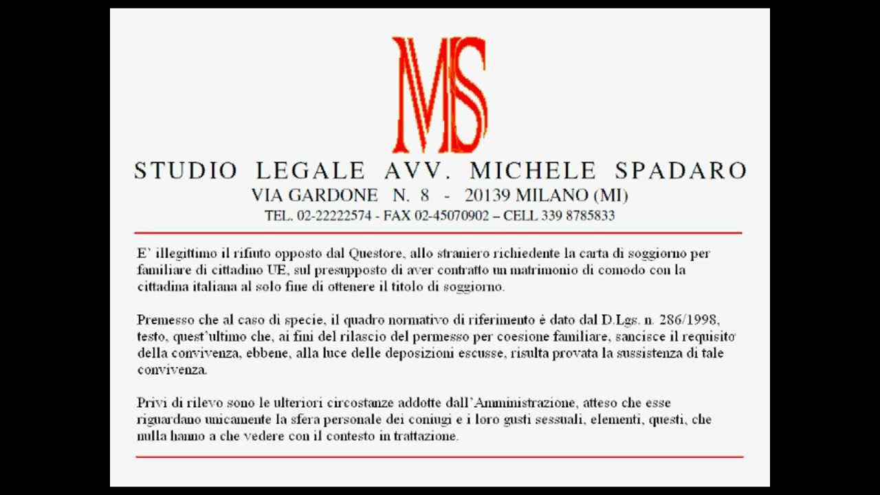 Illegittimo diniego carta soggiorno per familiare cittadino ue ... Documento di soggiorno in trattazione