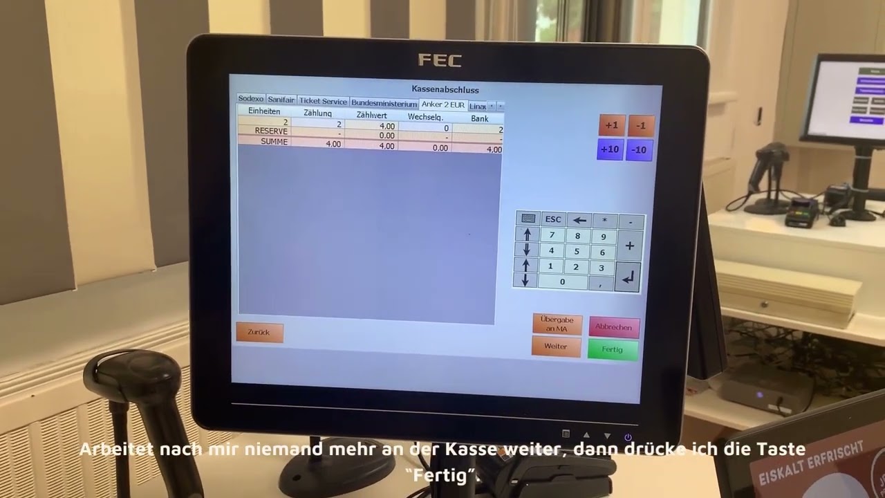 Kassenübergabe & Kassenabschluss