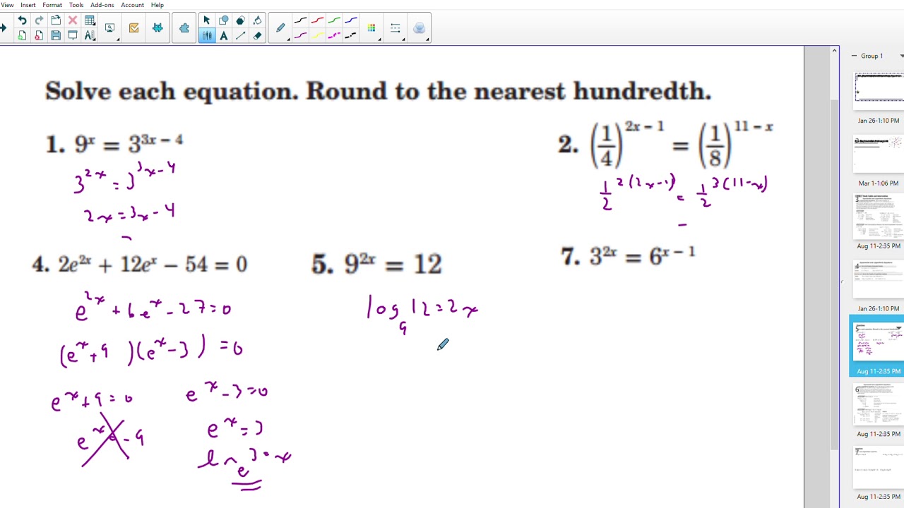 3 4 Solving Exponential and Logarithmic Equations - YouTube