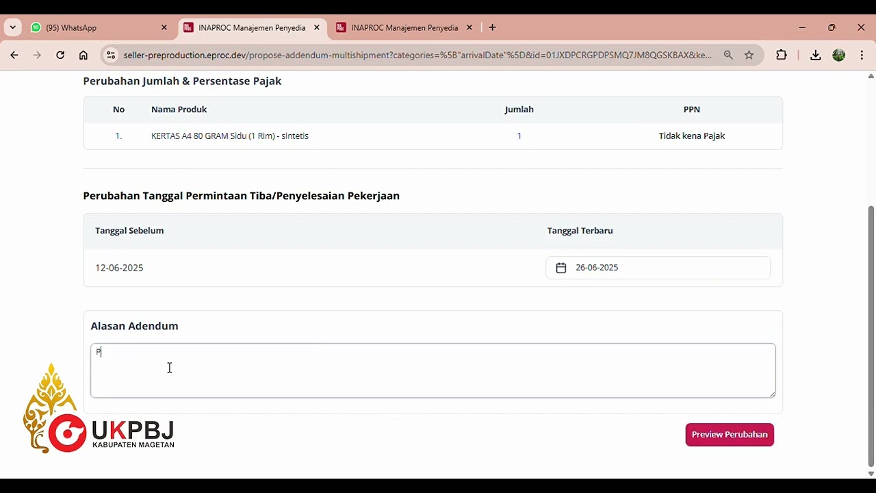 TUTORIAL ADENDUM PESANAN PADA KATALOG V6 BAGI PELAKU USAHA PADA TAHAP PENGIRIMAN