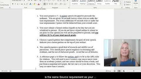 Persuasive Speech Assignment Video Description