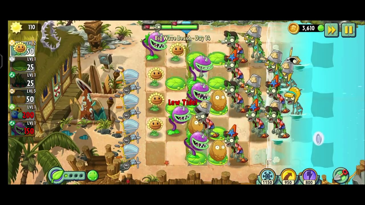 PLANTS VS ZOMBIES 2 BIG WAVE BEACH DAY 14 #pvz2 - YouTube