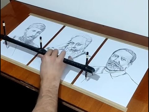 ერთდროულად შესრულებული ვაჟა ფშაველას, აკაკი წერეთლისა და ილია ჭავჭავაძის პორტრეტი