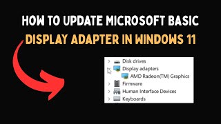 How to Update Microsoft Basic Display Adapter In Windows 11 Wealth