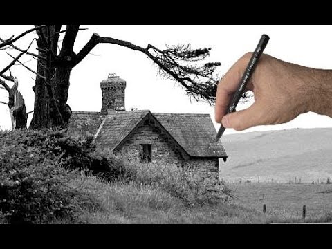 Conte Sketch of a Cottage – Loose & Easy Style
