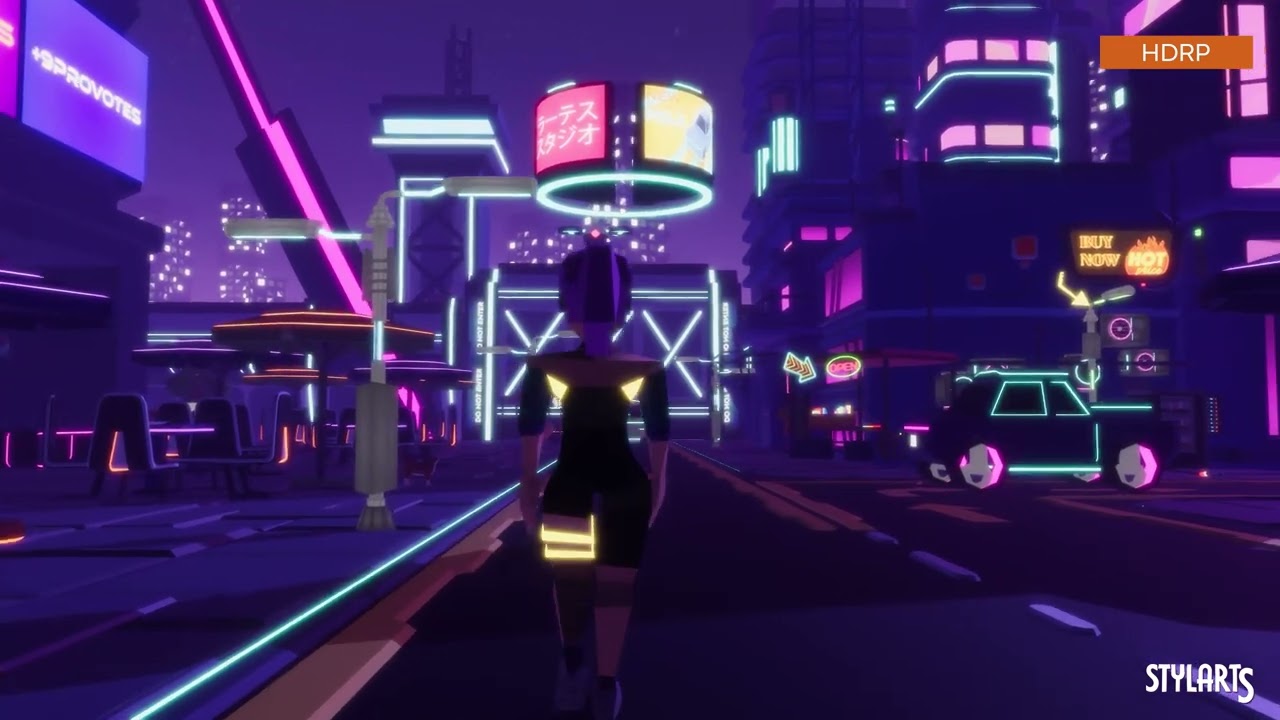 Stylized Lowpoly Cyberpunk City, video preview 15