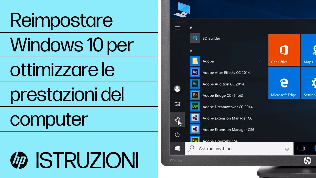 Reimpostare Windows 10 per ottimizzare le prestazioni del computer | HP Support