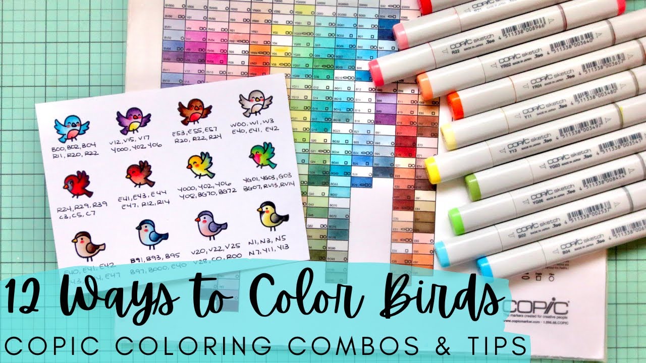 A Dozen Ways to Color Birds | Lawn Fawn NEW RELEASE | Copic Marker Coloring Combos & Tips