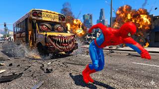 Spiderman Escaping On A Motorbike From The Flaming School Bus Farming Aura On The Road