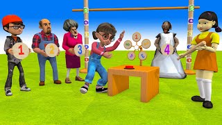 Scary Teacher 3D vs Squid Game Mystery Number Wheel and Pole Jump 5 Times Challenge