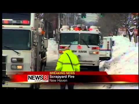 Fire at New Haven scrap yard - YouTube