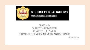 Class 4, Computer, Chapter 1, Part 1 by Akanksha