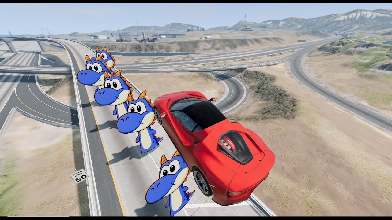 Sprunki OC DinoBuddy 🦖 | Cars Attempt Impossible Uphill Jump (BeamNG)