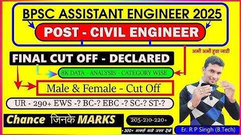 BPSC Assistant Engineer Cut Off 🔥 ! BPSC Civil Final Cutoff 2025 Declared | BPSC AE CUTOFF ! 