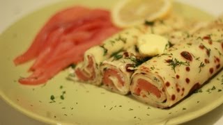 картинка: Рецепт блинов. Блины с сёмгой простые.