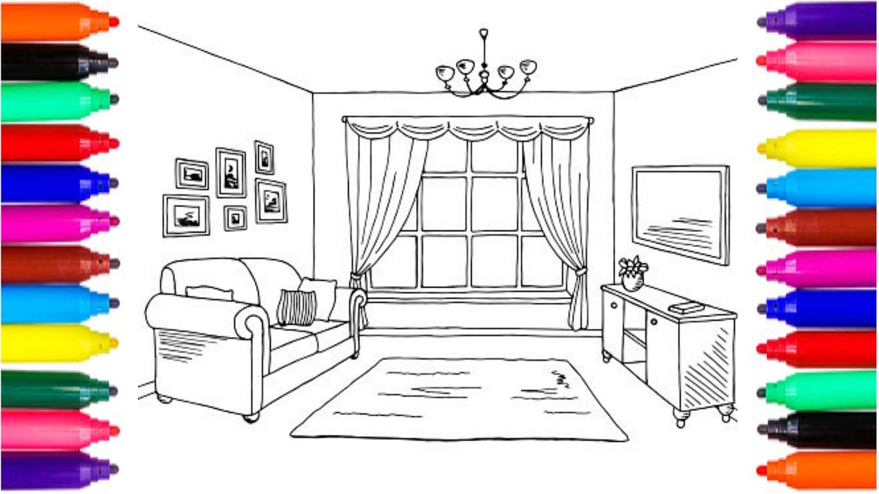 Coloring Pages Living Room Drawing Pages To Color For Kids