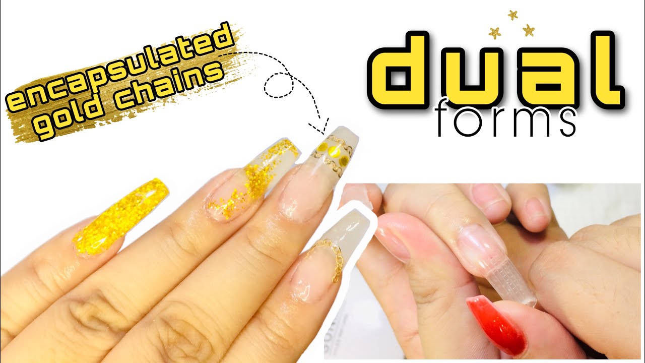 DIY ENCAPSULATED GOLD CHAINS in Polygel | My FIRST Time using DUAL FORMS!