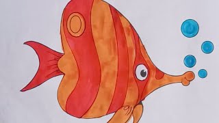 How to coloring fish 🐠🐟 step by step coloring for kids, Toddlers, drawing, painting
