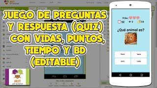 Quiz with alternatives, lives, points, time, and winners' record - MIT App Inventor 2 screenshot 2