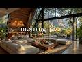 Relaxing Jazz At Glasshouse Coffee Ambience | Gentle Morning Jazz &amp; Nature Sound For Positive Moods