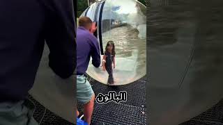 وثقت بوالدها ودخلت البالون… ثم سقطت فورًا! 😱🎈🌊