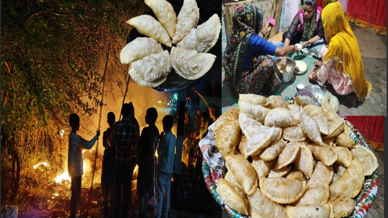 🔥होलिका दहन का शुभ दिन 🏠घर पर बनाई सभी लोगों ने मिलकर पारंपरिक तरीके गुजिया🥟 बिल्कुल देसी अंदाज में🥰