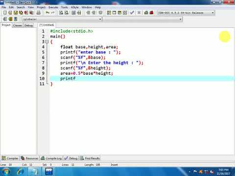 C program that base and height___and calculate area_____for beginners