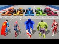 SpiderMan F1 Cars Racing Challenge Competition With ALL SuperHeroes Superman, Power rangers #116