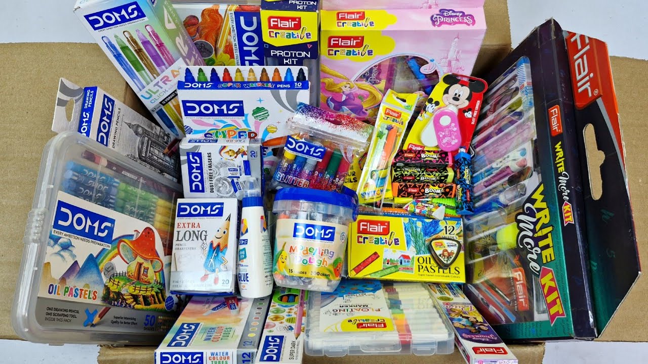 DOMS Stationery Collection & FLAIR Stationery Collection🩵Sharpener, Eraser, Frozen kit, Oil Pastels