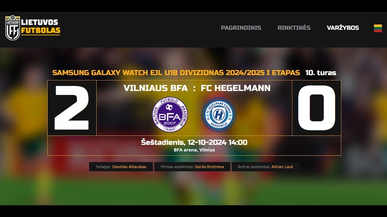 BFA vs Hegelmann 2:0 (II half) EJL U18 2024 m. spalio 12 d.