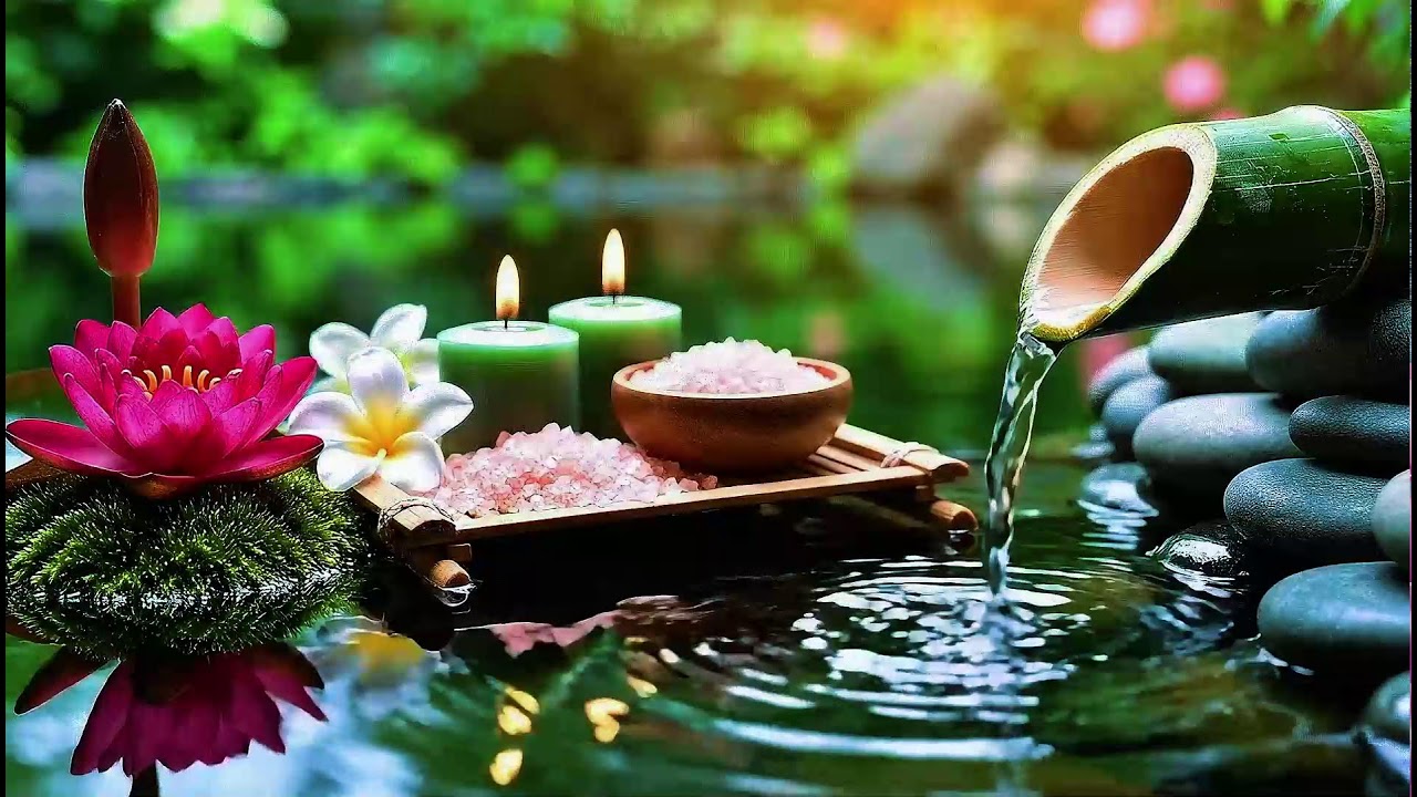 Relaxing Sleep Music with Bamboo Water Sounds 🌿Deep Healing Music for Calm Mind,Spa Ambience & Yoga