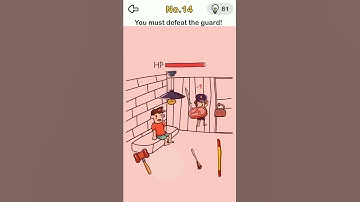 Brain Out Escape Room Level 14 you must defeat the guard.