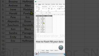 How to Flash Fill Data in Excel @EXCELERATOR_SN #excel #exceltips #exceltutorial #short #shorts