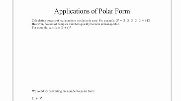 Complex numbers part 4 (applications of polar form)
