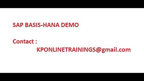 SAP BASIS HANA DEMO
