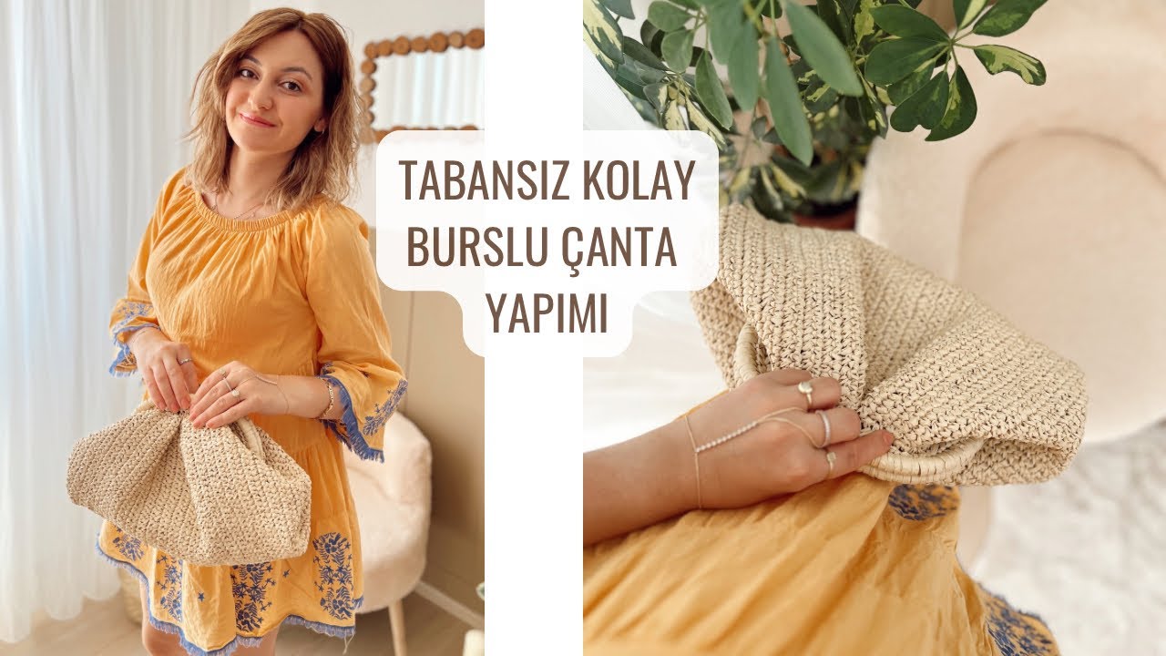 ÖRGÜYE YENİ BAŞLAYANLAR BU ÇANTA TAM SİZLİK 🙋‍♀️ KOLAY TABANSIZ BURSLU ÇANTA YAPIMI #crochet