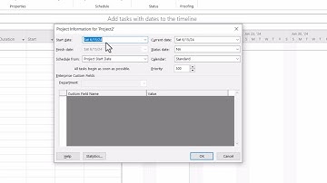 M2L3 MS Project:  Setting Project Start and End Dates