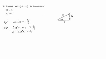 Q10 Paper 1 SQA 2015 CfE Higher Mathematics Exam.