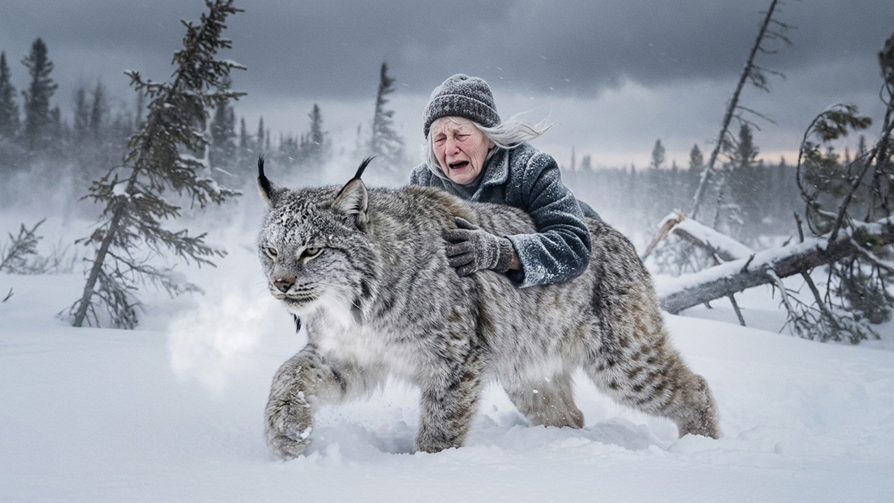 Гигантская рысь спасла пострадавшую пожилую женщину во время снежной бури | История спасения живо...