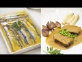 Anchoas marinadas - Carrilleras de ternera con espárragos y guisantes - Cocina Abierta