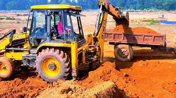 jcb3dx machine backhoe amazing tractor loading fornt bucket levelling #jcb #jcbvideo #viral#trending