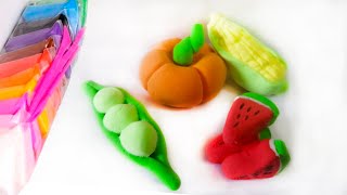 Как лепить из легкого пластилина фигурки фруктов и овощей