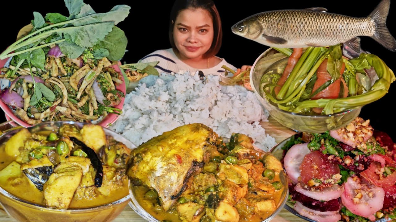 FISH CURRY MUKBANG ||GRASS CARP THONGBA||SALAD ||YONGCHAK SINGJU ||FULLRECIPE 