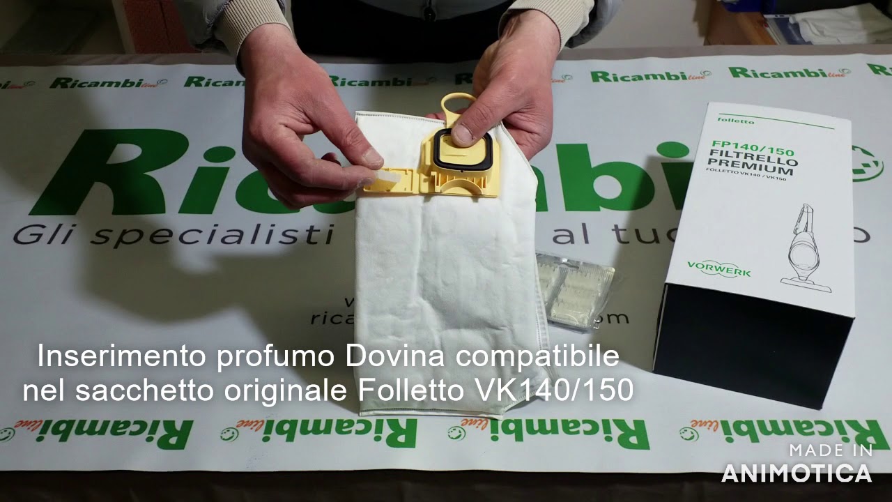 Vorwerk 6 sacchetti folletto 6 dovina vk140/vk150 originali 41435 fp140/ fp150