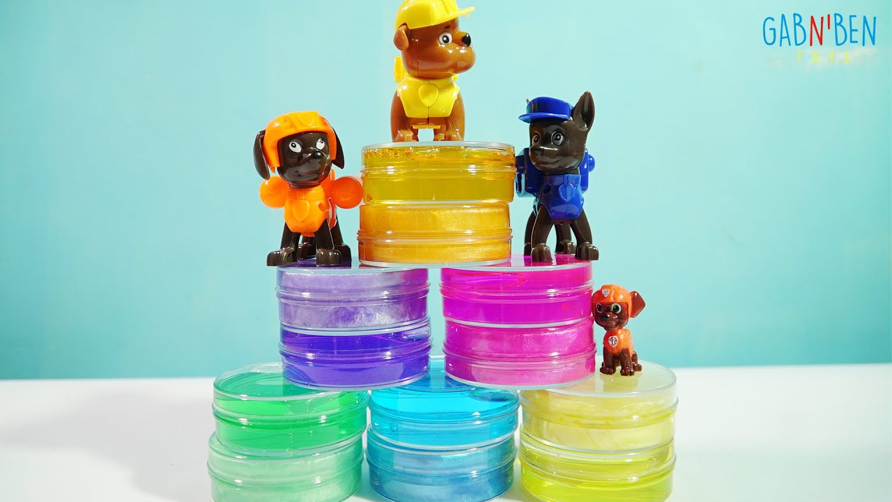 Paw Patrol Slime Game Mixing colors by Gab and Ben YouTube