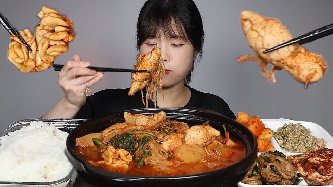 맛있는먹방♡ 한여름에 먹는 굴무침과 얼큰한 알탕~☺️ 굴무침, 가리비무침, 명란청량맵짤이, 깍두기, 알탕, 김치, 매운, 먹방. mukbang, spicy, ASMR. 