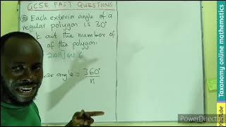 GCSE Past Paper: Exterior angle of a regular polygon || March 2011 Question 6