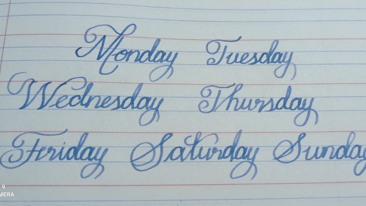 How To Write Week Days In English weekdays In Cursive Writing YouTube How To Write Week Days In English weekdays In Cursive Writing YouTube